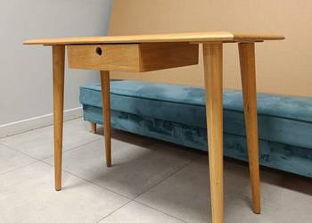 Biurko dębowe z szufladą – styl skandynawski / retro 100 × 50 cm