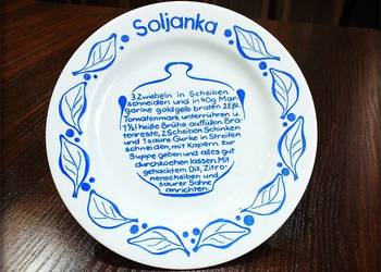 Muzealny Talerz na ścianę z przepisem na Soliankę VEB 19cm NRD / DDR