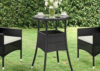 vidaXL Stolik ogrodowy, Ø60x75 cm, szkło hartowane i rattan PE, (SKU310598)