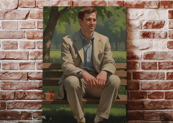Obraz Portret na płótnie karykatura forest gump ze zdjęcia prezent