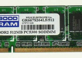 Pamięć RAM SO-DIMM DDR2 512 MB 533 667 MHz GOODRAM, TwinMOS do laptopa