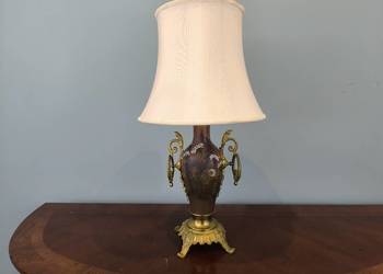 Piękna unikalna lampa, mosiądz, ceramika malowana, polecam