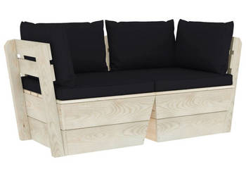 Ogrodowa sofa 2-osobowa z palet z poduszkami drewno świerkowe WM-3063391