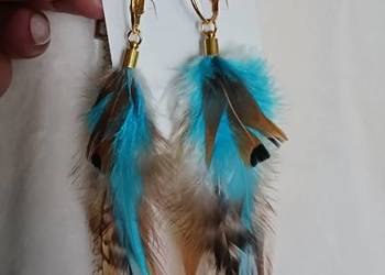 Kolczyki pióra turkusowe