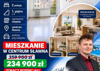 Mieszkanie 37 m² | 2 pokoje | Centrum Sławna
