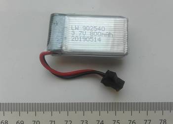 Akumulator LiPo 3,7V, 800mAh, z wtyczą SM-2p, 18g, NOWY, 902