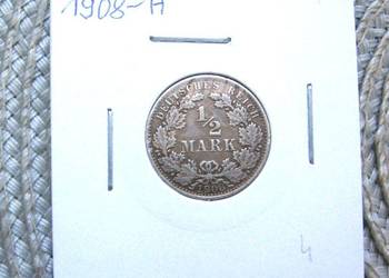Niemcy 1/2 Marki 1908r - A - SREBRO