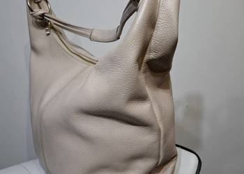 Skórzana torebka Lasocki duża beżowa hobo