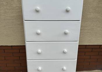 Szafka z szufladami drewniana biała słupek komoda