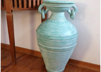 Orientalna ceramiczna zielona donica  / amfora z uszami wys. 70cm