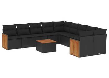 11-cz. zestaw wypoczynkowy do ogrodu poduszki czarny rattan PE WM-3260438