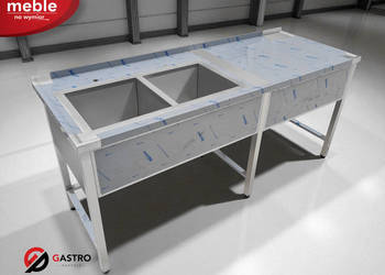 Basen zlew gastronomiczny spawany dwukomorowy 2000x700x850 mm