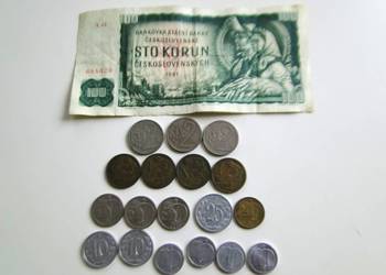 Zestaw Czechosłowacja 18 monet/1 banknot nominały i roczniki