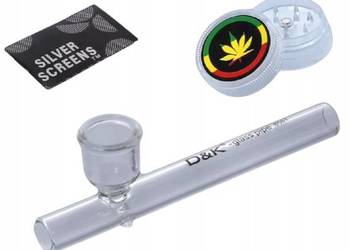 Fifka Szklana + Młynek do Mielenia Tytoniu Suszu Ziół w Zestawie na Prezent