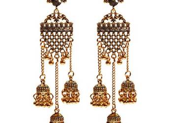 Nowe kolczyki złote indyjskie boho bohemian etno nomad tribal hippie desi