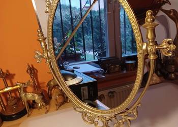 Piękne, stare lustro toaletkowe. Mosiądz.