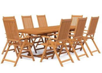 vidaXL 9-częściowy zestaw mebli ogrodowych, lite drewno akacjowe(SKU:307964