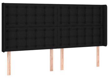 Zagłówek do łóżka z LED czarny 203x16x118/128 cm tkanina WM-3124506