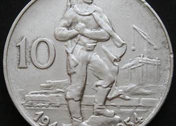 CZECHOSŁOWACJA 10 KORON 1954 - ROCZNICA POWSTANIA - SREBRO