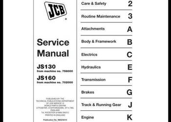 JCB JS 130, 160  instrukcja naprawy PL