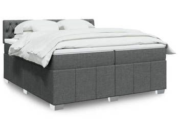 Łóżko kontynentalne z materacem ciemnoszara tkanina 200x200 cm WM-3287183