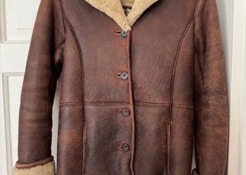 Kożuch damski naturalny XS skóra barana brązowy vintage lakeland ciepły