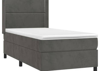 Łóżko kontynentalne z materacem i LED szary aksamit 90x200 cm WM-3139482