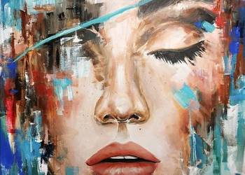 Obraz do salonu sypialni kobieta akt twarz kobiety obrazy abstrakcja kolor