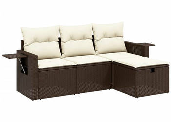 4-cz zestaw wypoczynkowy do ogrodu poduszki brązowy rattan PE WM-3263759