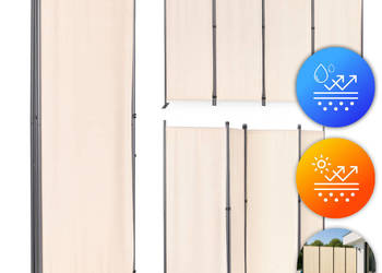 Składany parawan ogrodowy pokojowy 4-panelowy 167x216 cm beżowy MultiGarden