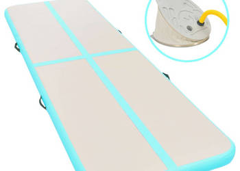 Mata gimnastyczna z pompką 300x100x10 cm PVC zielona WM-91914