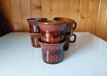 6 brązowych filiżanek Tułowice, filiżanki, kawa, retro, vintage
