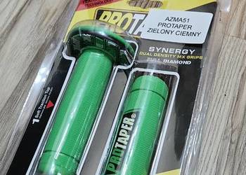 Manetki gripy motocyklowe zielone napis protaper