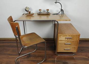 BIURKO Rura Chrom Czereśnia Modernizm Bauhaus Art Deco
