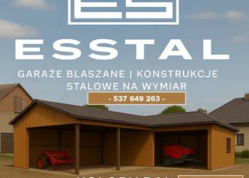 Duży Garaż Blaszany w kształcie L | Zadaszenie | Wiata | Hala– ESSTAL-