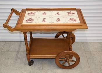 barek - stolik dębowy na kółkach - super stan