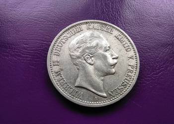 Moneta PRUSY 2 MARKI 1907 A - Srebro - Piękna / Rzadkość !