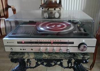 Zabytkowy Gramofon SANYO Magnetofon Radio AUX Vintage