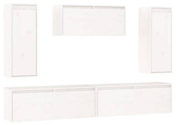 Szafki pod TV 5 szt. białe lite drewno sosnowe WM-3100245