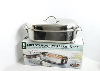 Brytfanna Stalowa Uniwersalna TCM 7.2L NOWA z wkładem do pary pieczenia