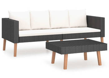 2-cz. zestaw wypoczynkowy do ogrodu poduszki czarny rattan PE WM-3059336