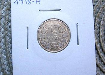 Niemcy 1/2 Marki 1918r - A - SREBRO
