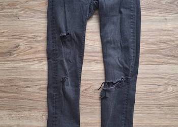 Jeansy wysoki stan Bershka 36 ciemne z przetarciami rurki wysoki stan