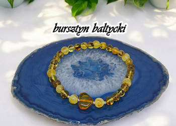 Bransoletka z bursztynu, bursztyn bałtycki cytryna z inkluzjami, serce #250 Bransoletka z bursztynu, bursztyn bałtycki cytryna z inkluzjami, serce #250