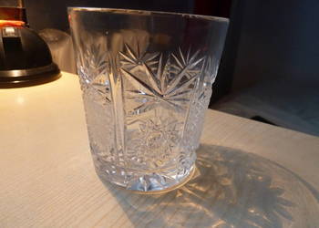 3 kryształowe zdobione szklanki Zawiercie 280 ml do drinków - vintage