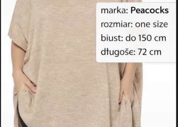 Dzianinowe sweterkowe ponczo poncho golf do XXL