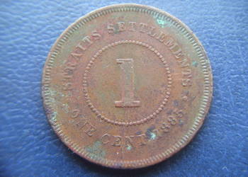 Stare monety 1 cent 1885 Straits Settlements