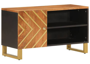 Szafka pod TV brązowo-czarna 80x315x46 cm lite drewno mango WM-356798