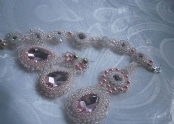 Kryształowy komplet pink beading