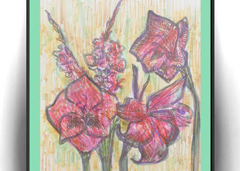 kwiaty obrazek A4, botaniczny obrazek na ścianę,kwiatki plakat 21x30 poster
